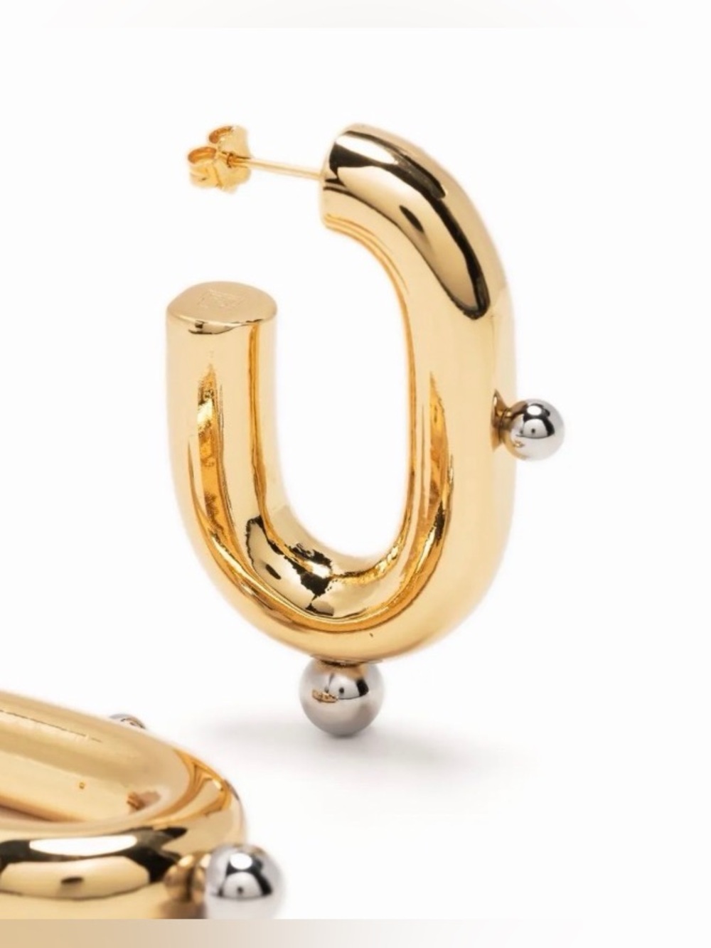 NEW XL Link Hoop Earrings Two Tone Paco Rabanne STYLE SB01